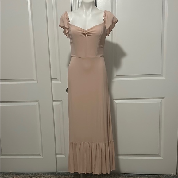 O.P.T. Dresses & Skirts - Pink Sweetheart Maxi Gown with Flutter Cap Sleeves